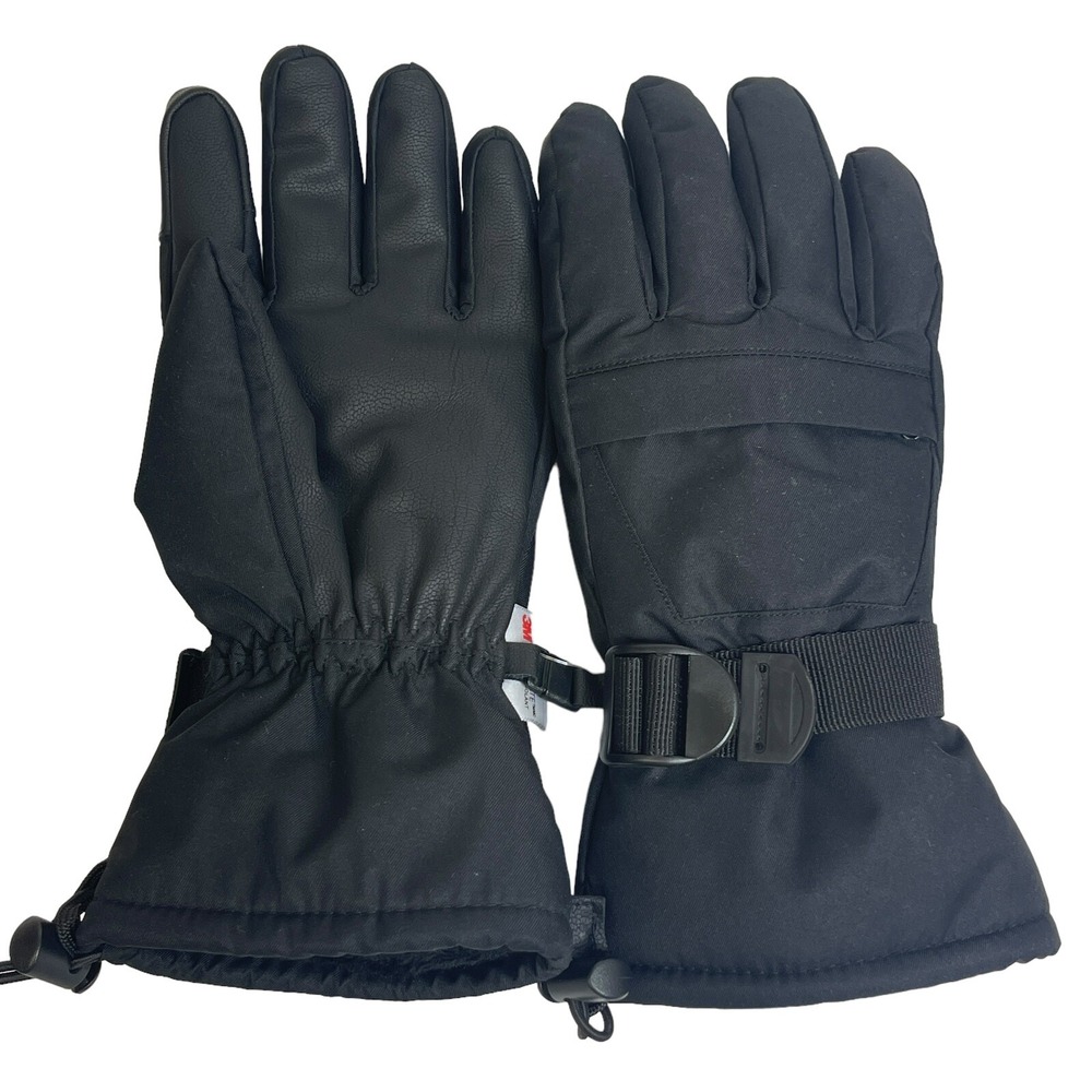 3M Thinsulate Ski/Snow Gloves Mens Sz M Warm Soft Winter Black faux fur Lined - Picture 2 of 8